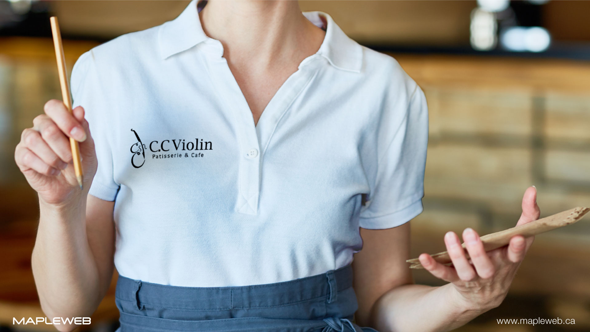c.c violin-brand-logo-design-by-mapleweb-vancouver-canada-staff-female-uniform-mock